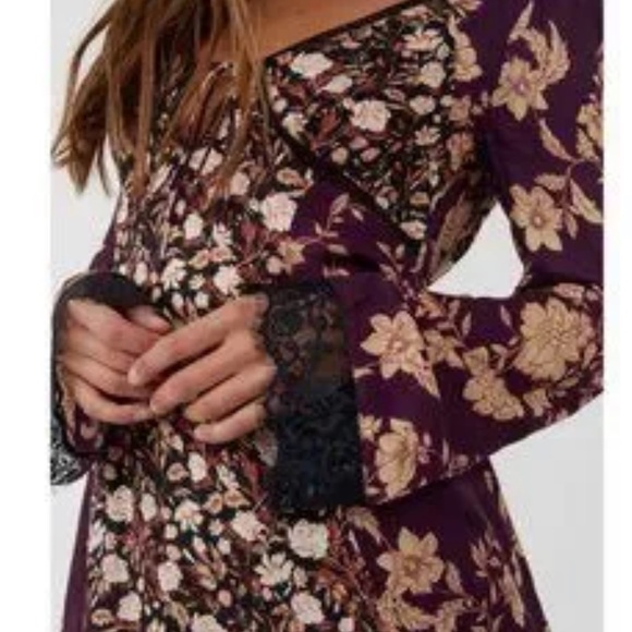 (5 for $75) NWT FREE PEOPLE odette printed tunic in espresso combo - Picture 3 of 16